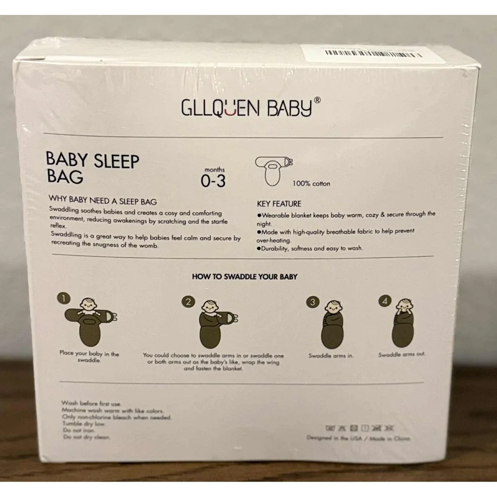 Gllquen BABY Sleep Bag Pack of 3 0-3 Months 100% Cotton Pink Flora Bloom